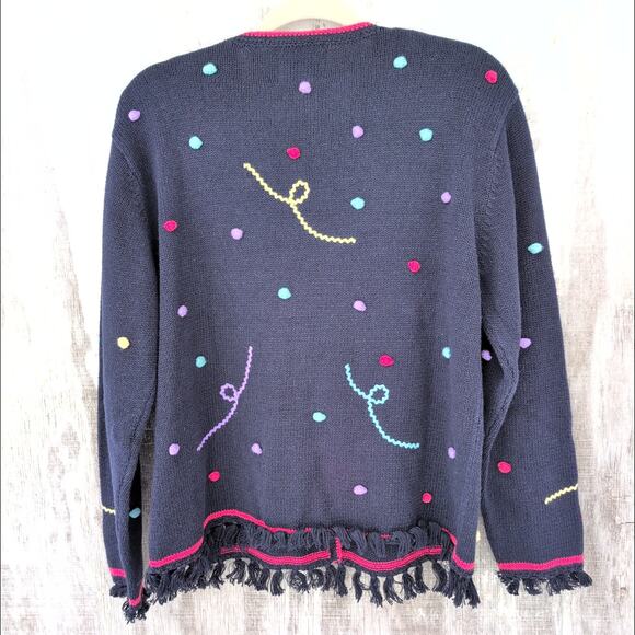 Vtg Christopher & Bank HandEmbroidered WhimsicalKnit ButtonUp Cardigan Women's L - Picture 6 of 9